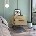 Tuhome Augusta 2 Nightstand, Four Legs, Two Drawers, Light Oak MLD7030